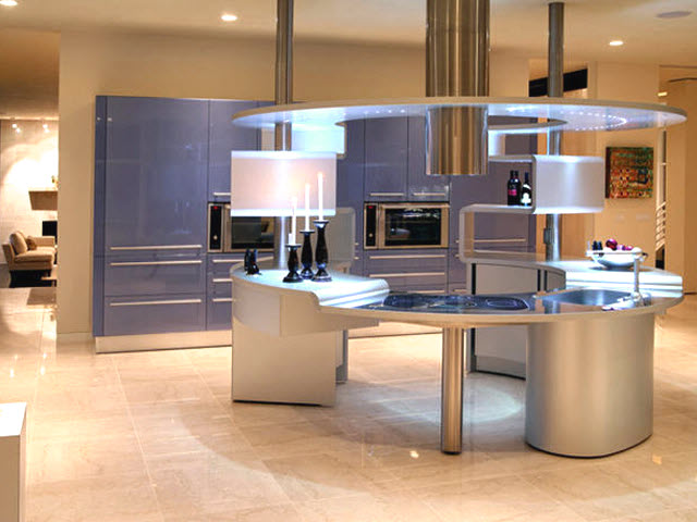 Armoires de cuisine futuriste en aluminium