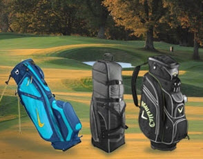 Golf driver bags on the green Golf driver bags on the green